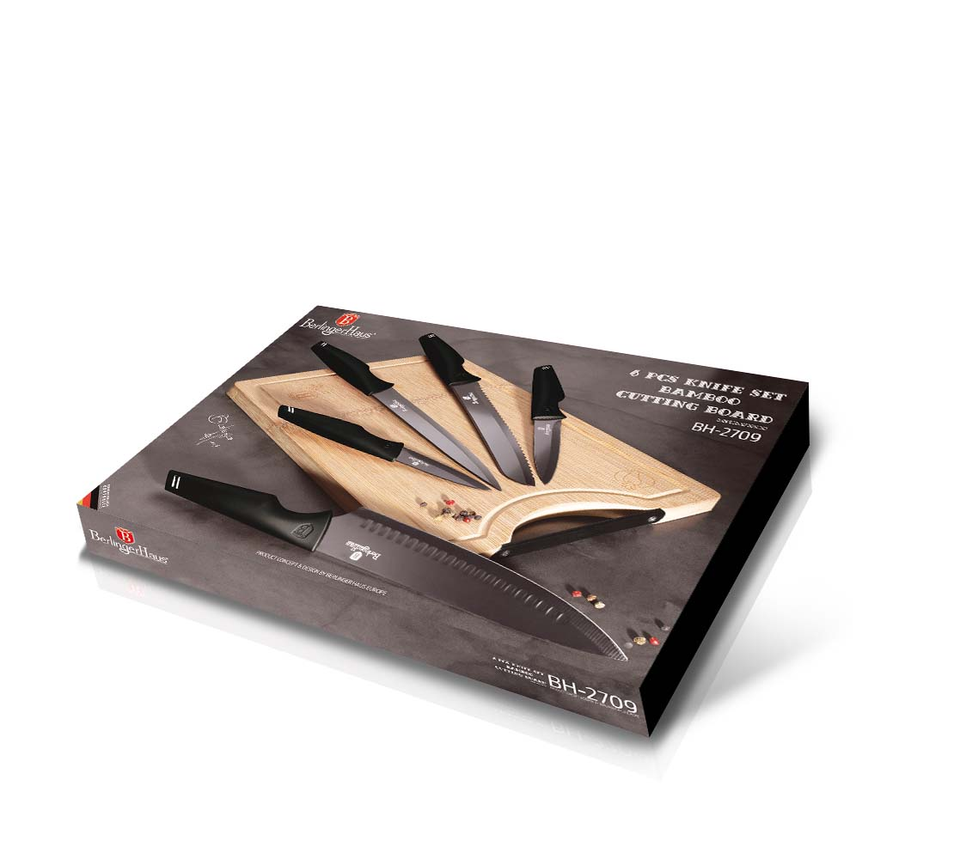 Knife set & BAMBOO CUTTING BOARD BERLINGER HAUS BH2709 Black