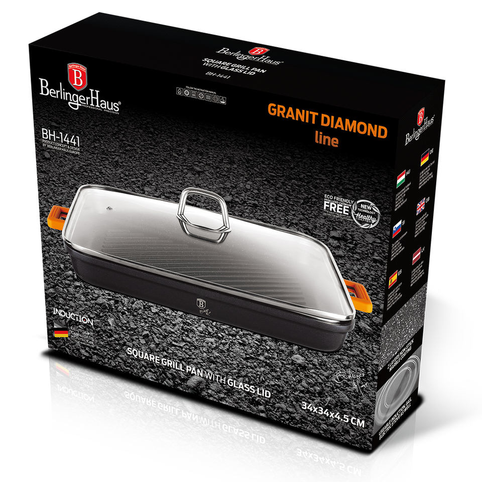 Square grill pan with lid, 34 cm,Berlinger Haus BH 1441  Diamond Line