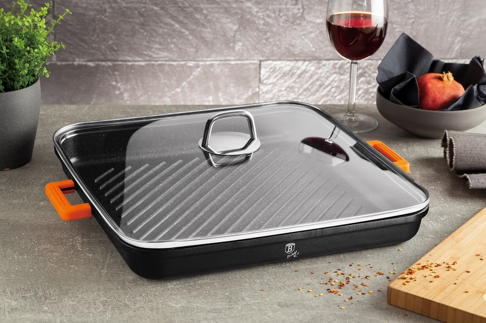 Square grill pan with lid, 34 cm,Berlinger Haus BH 1441 Granit Diamond Line