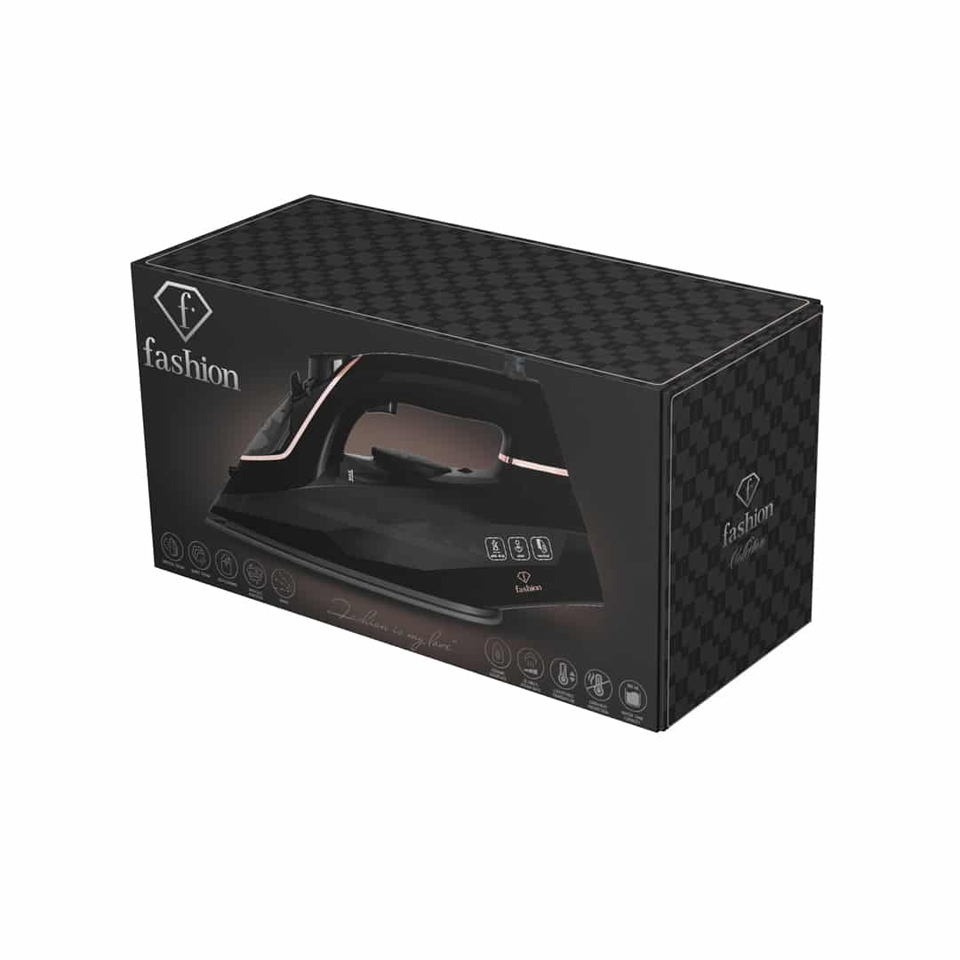 Steam Iron with Ceramic Soleplate 2400W – Black–Rose Gold | Fashion by Berlinger Haus | FTV0123