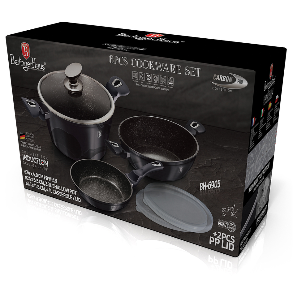 6-PIECE COOKWARE SET BERLINGER HAUS BH/6905  CARBON