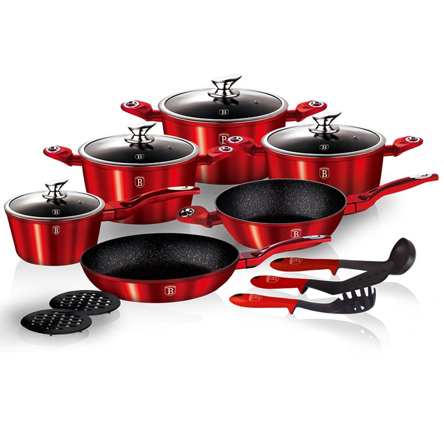15-Piece Cookware Set Berlinger Haus BH/1226 Metallic Burgundy Line