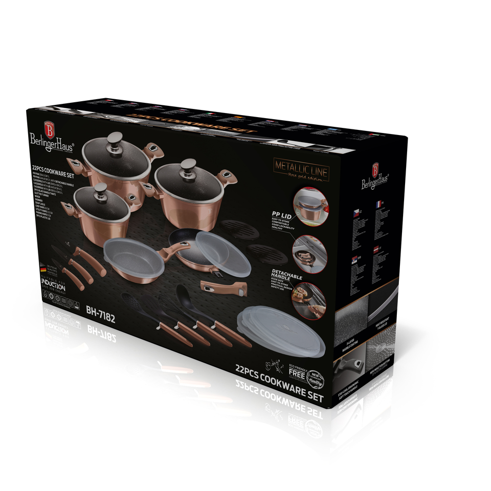22-Piece Cookware Set Berlinger Haus BH-7182 Rose Gold