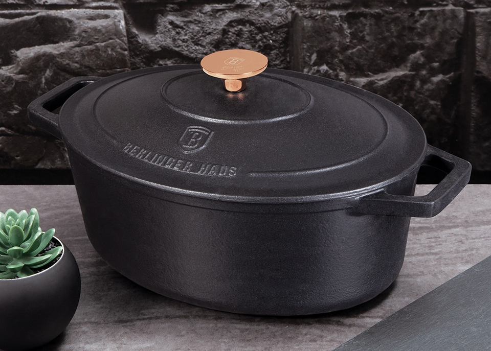 CAST IRON CASSEROLE 32 CM BERLINGER HAUS BH/6518 Blak