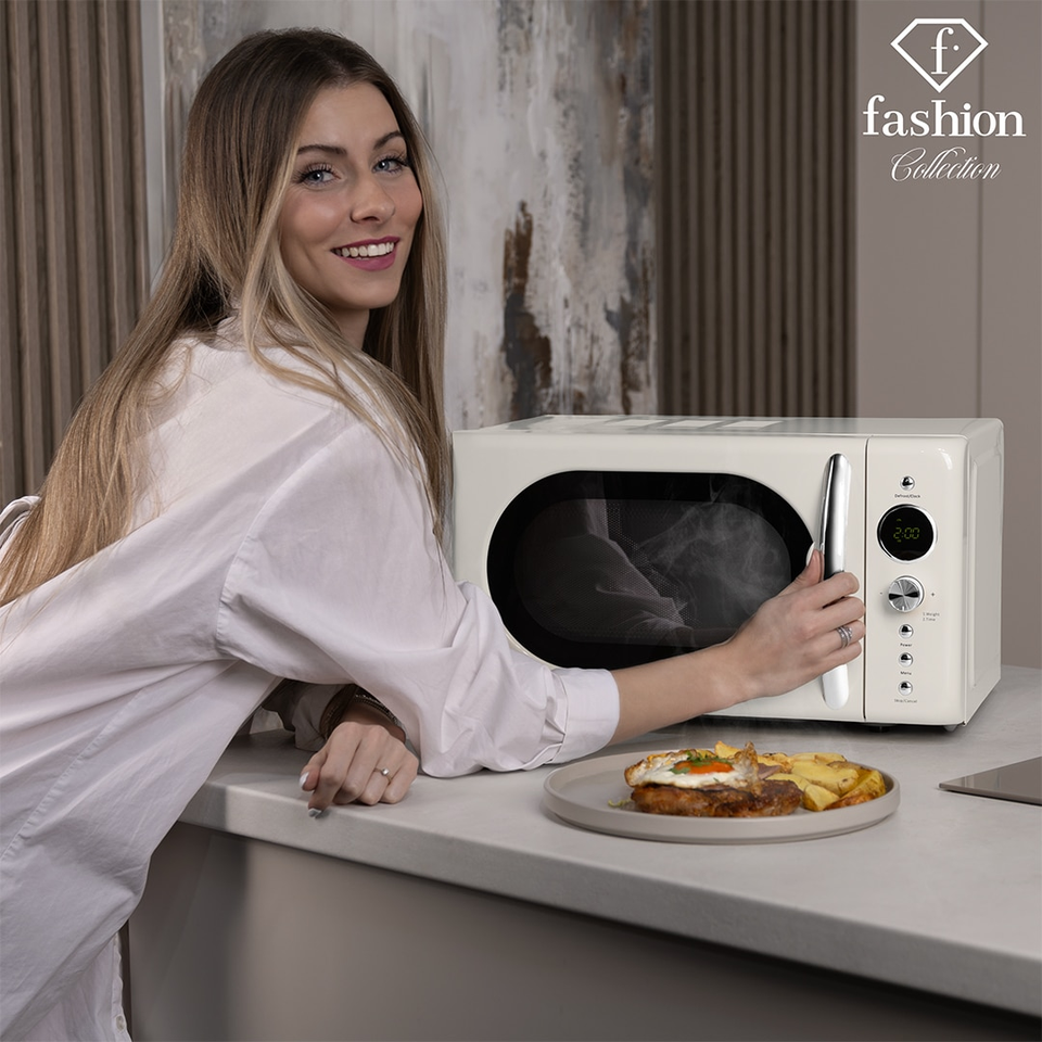 Digital Microwave Oven 20L – Cream–Gold | Fashion by Berlinger Haus | FTV0122