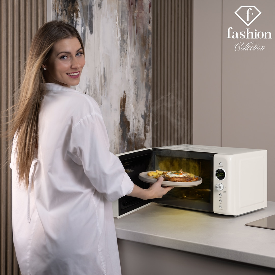 Digital Microwave Oven 20L – Cream–Gold | Fashion by Berlinger Haus | FTV0122