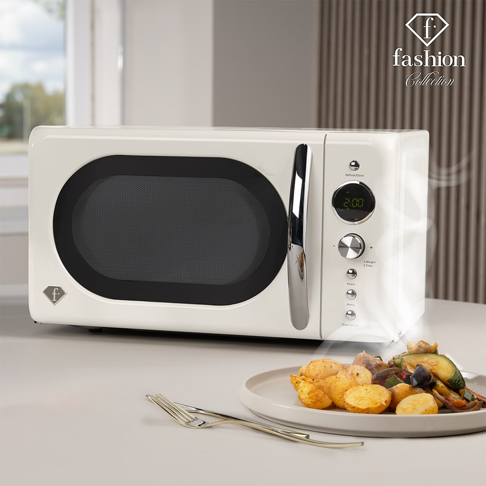 Digital Microwave Oven 20L – Cream–Gold | Fashion by Berlinger Haus | FTV0122