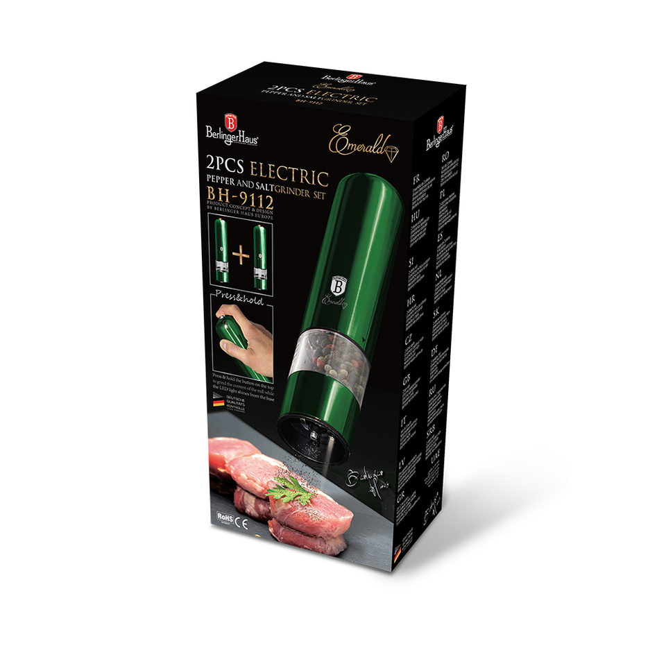 Electric Salt & Pepper Mill Set Berlinger Haus BH-9112 Emerald Collection