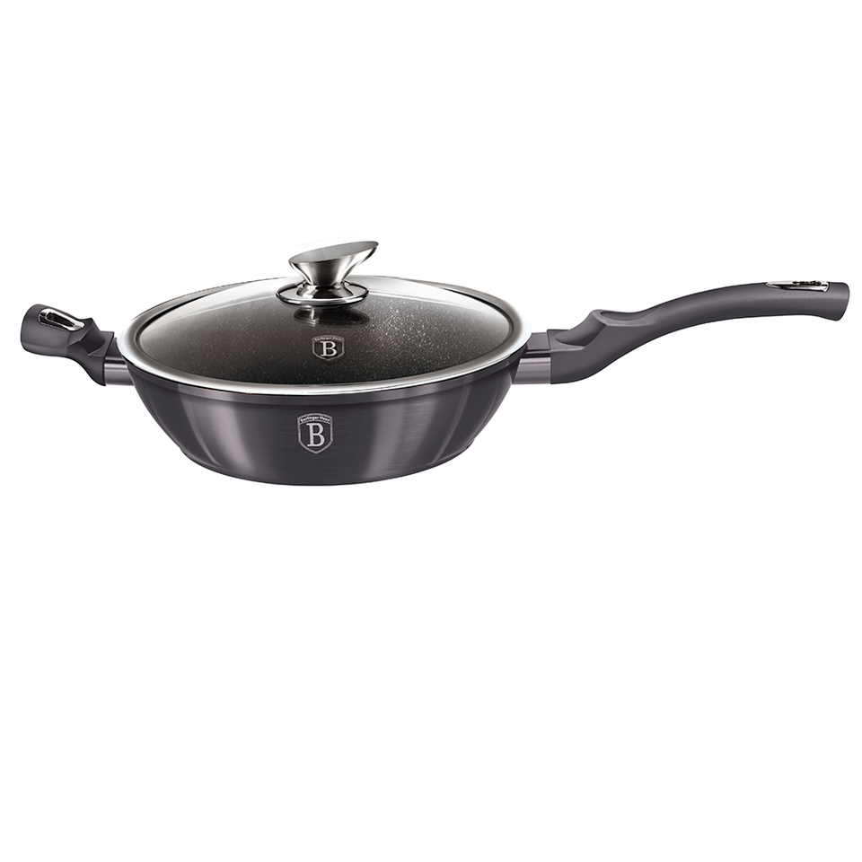 DEEP FRYING PAN WITH LID 28CM BERLINGER HAUS BH/6896 Metallic Line Carbon Pro Edition