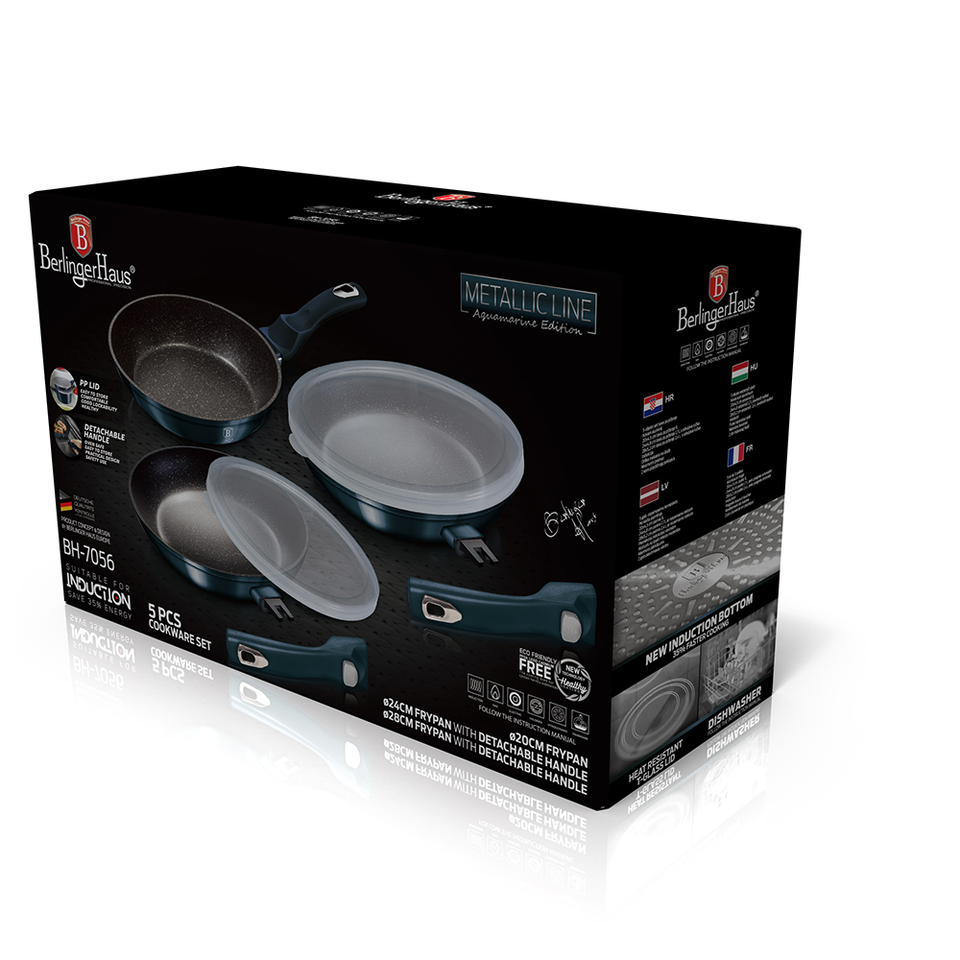 5-PIECE FRYING PAN SET BERLINGER HAUS BH/7056 metallic Aquamarine
