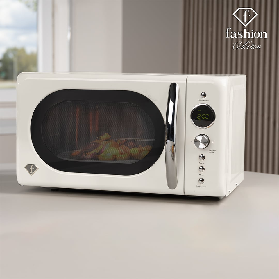 Digital Microwave Oven 20L – Cream–Gold | Fashion by Berlinger Haus | FTV0122