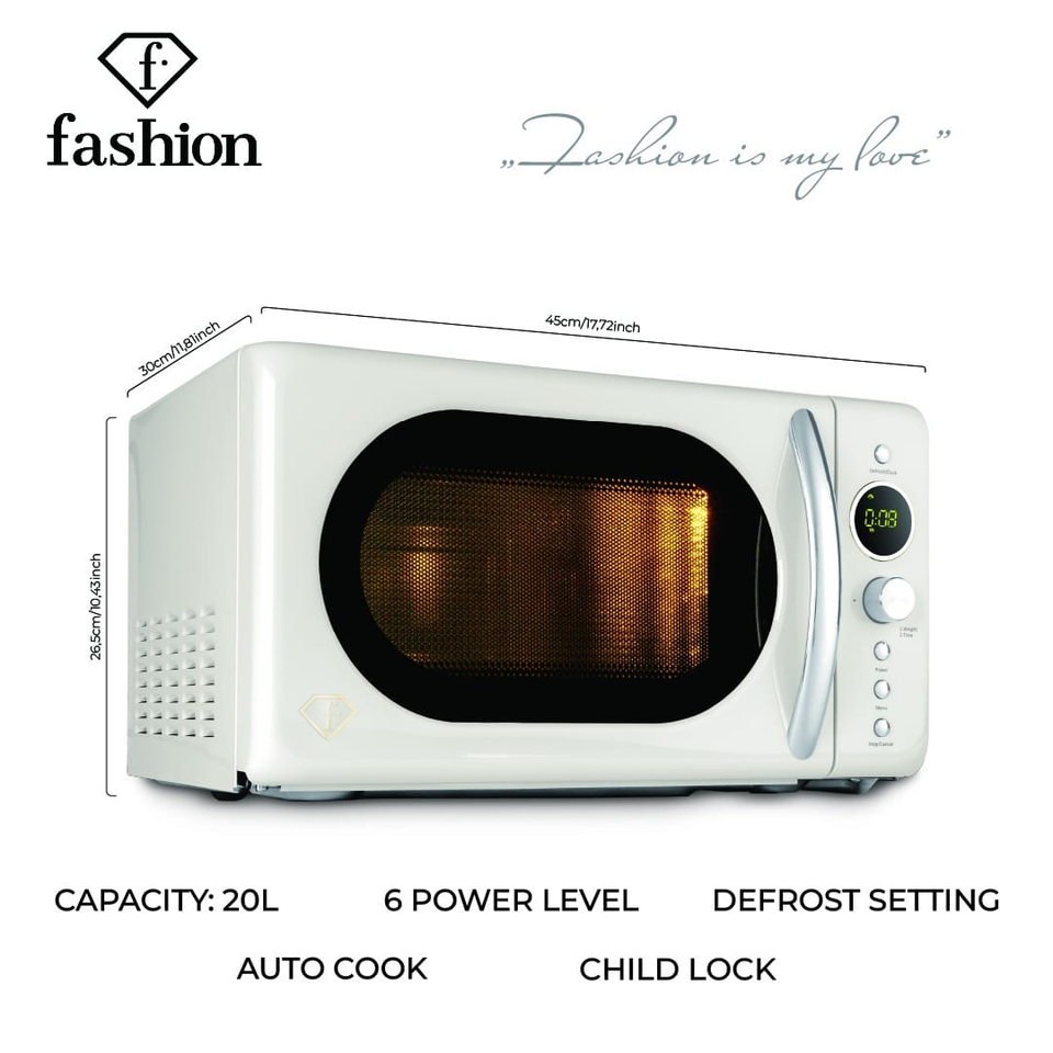 Digital Microwave Oven 20L – Cream–Gold | Fashion by Berlinger Haus | FTV0122