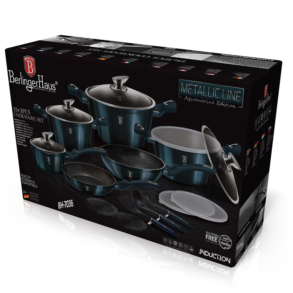 18-Piece Cookware Set Berlinger Haus BH-7036 Aquamarine Collection