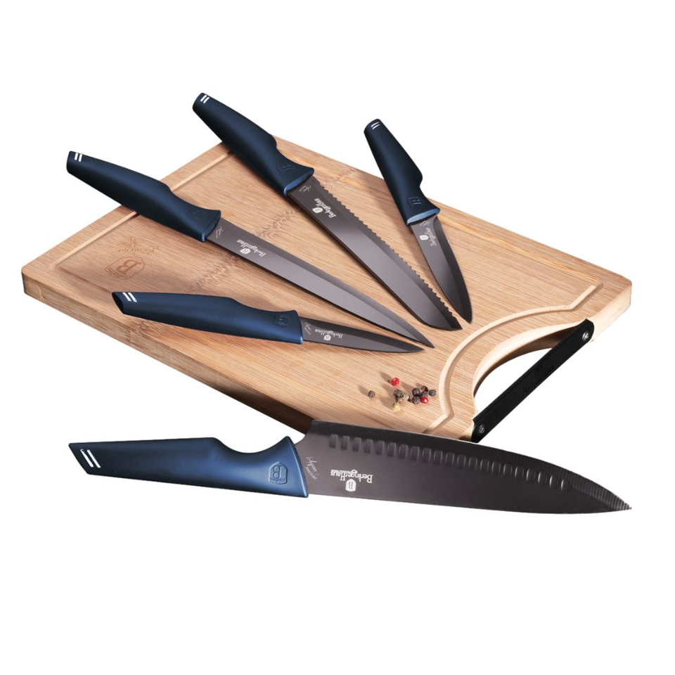 Knife set & BAMBOO CUTTING BOARD BERLINGER HAUS BH-2705 Aquamarine