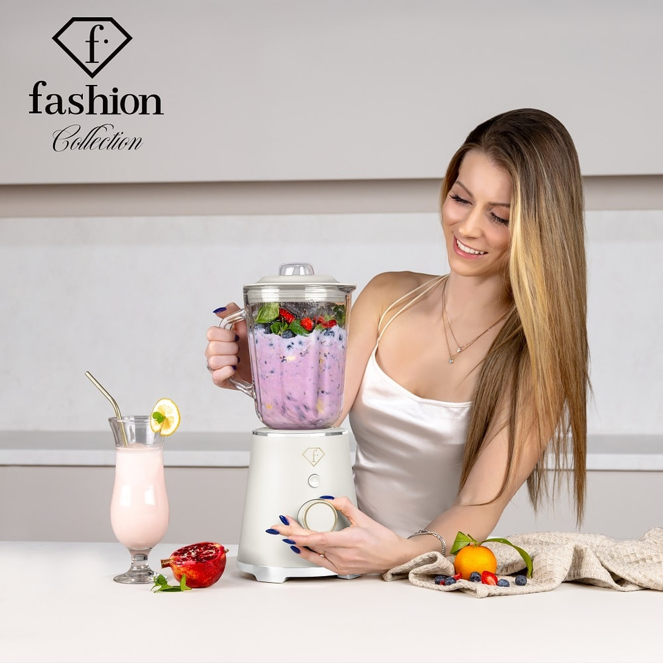 Table Blender with 1.5L Glass Jar – Cream–Gold | Fashion by Berlinger Haus | FTV0142