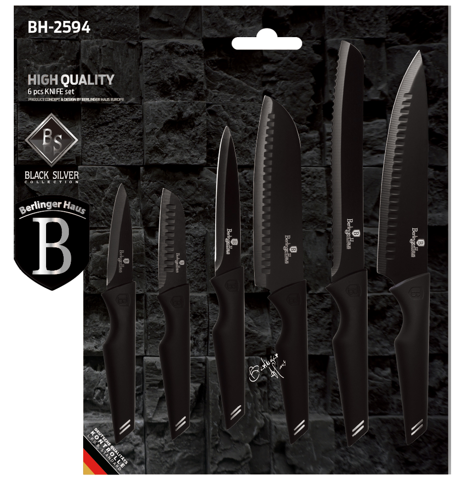 6-Piece Knife Set Berlinger Haus BH-2594 Black Silver Collection