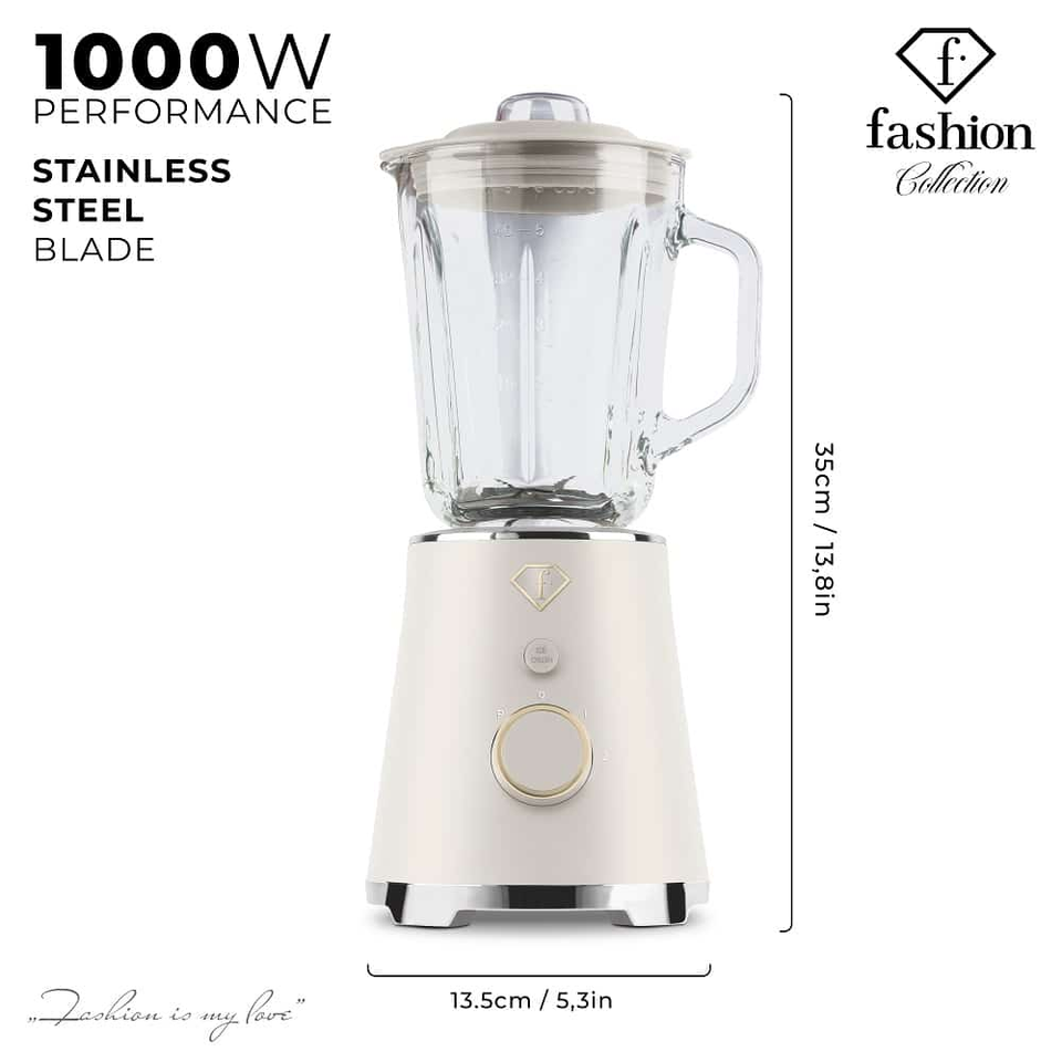 Table Blender with 1.5L Glass Jar – Cream–Gold | Fashion by Berlinger Haus | FTV0142