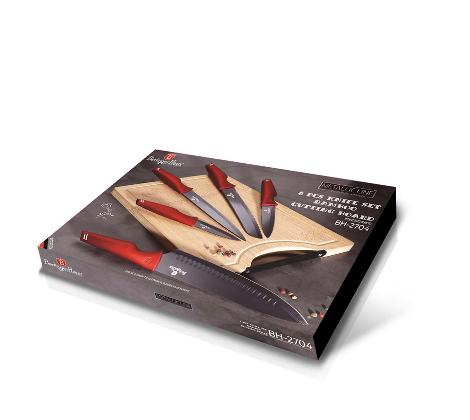 KNIFE SET & BAMBOO CUTTING BOARD BERLINGER HAUS BH-2704