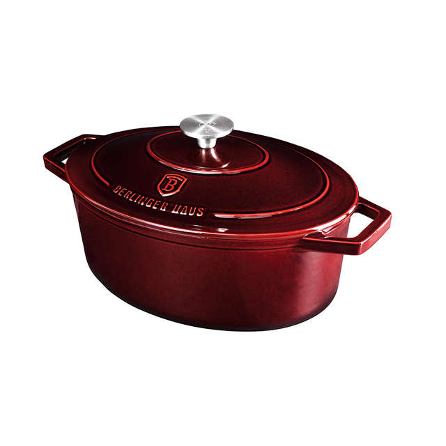 CASSEROLE 32 CM CAST IRON BERLINGER HAUS BH/6519 BURGUNDY