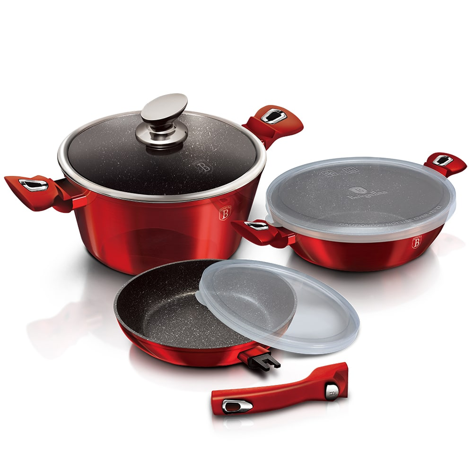 6-PIECE Pots and Pans Set BERLINGER HAUS BH/7050 Burgundy