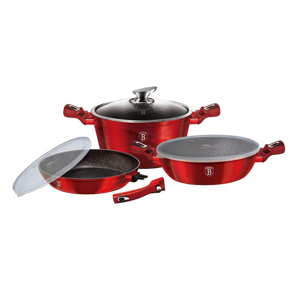 6-PIECE Pots and Pans Set BERLINGER HAUS BH/7050 Burgundy