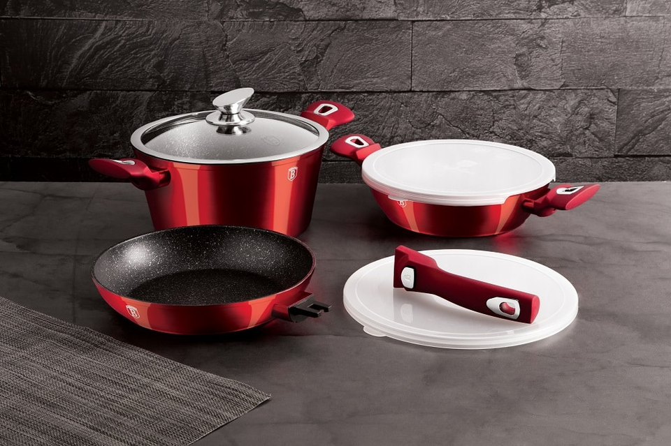 6-PIECE Pots and Pans Set BERLINGER HAUS BH/7050 Burgundy