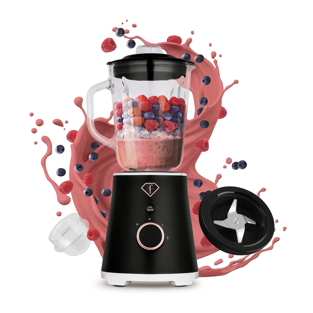Table Blender with 1.5L Glass Jar – Black–Rose Gold | Fashion by Berlinger Haus | FTV0141