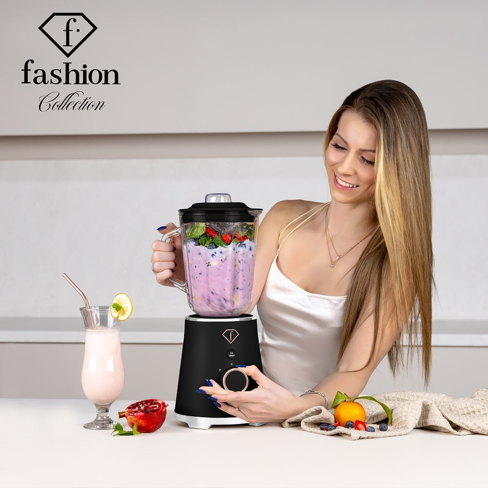 Table Blender with 1.5L Glass Jar – Black–Rose Gold | Fashion by Berlinger Haus | FTV0141