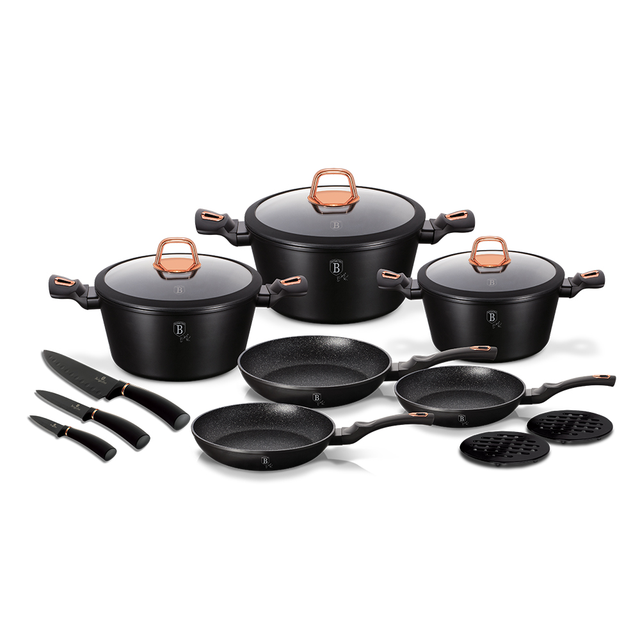 14-Piece Cookware Set Berlinger Haus BH-7187 Black Rose Collection