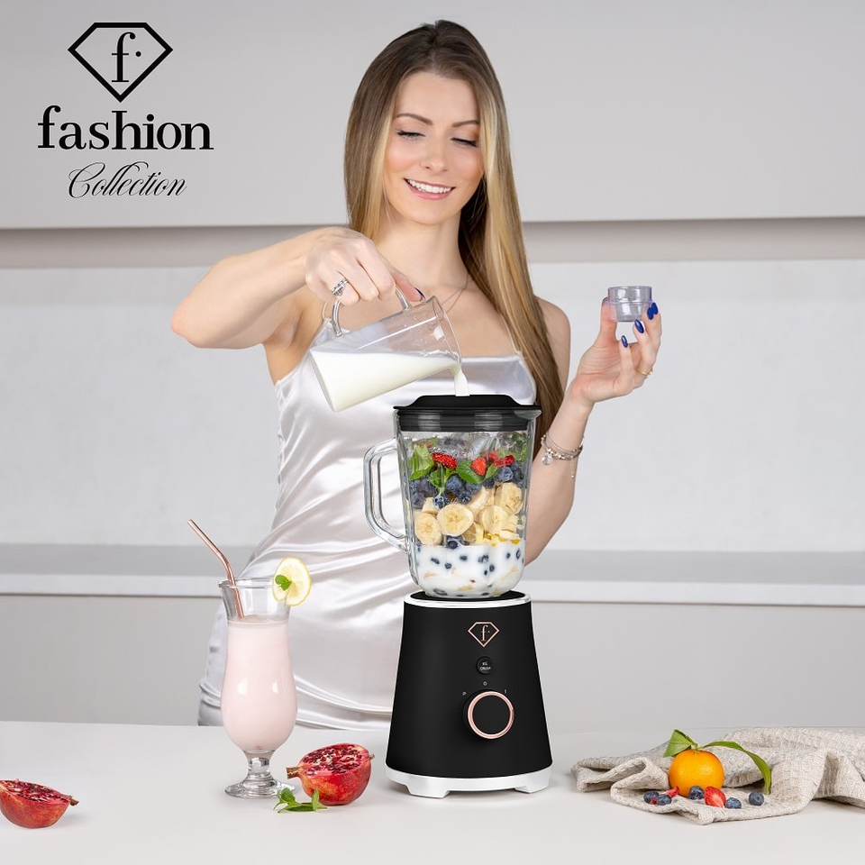 Table Blender with 1.5L Glass Jar – Black–Rose Gold | Fashion by Berlinger Haus | FTV0141