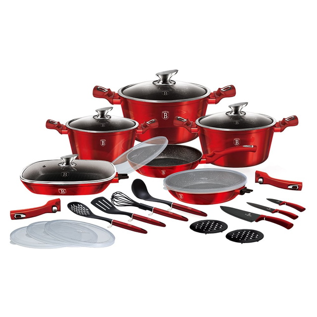 24-Piece Cookware Set Berlinger Haus BH-7184 Burgundy Collection