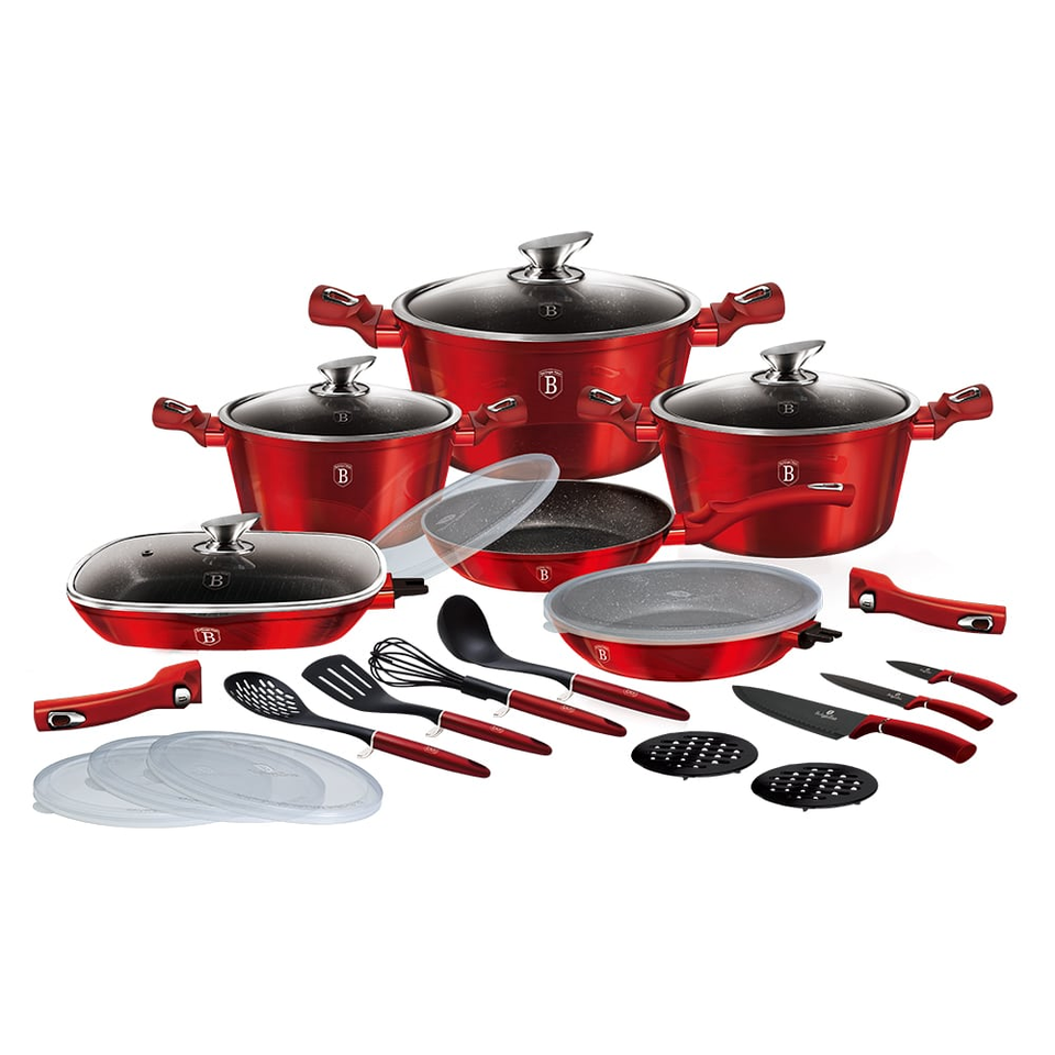 24-Piece Cookware Set Berlinger Haus BH-7184 Burgundy Collection
