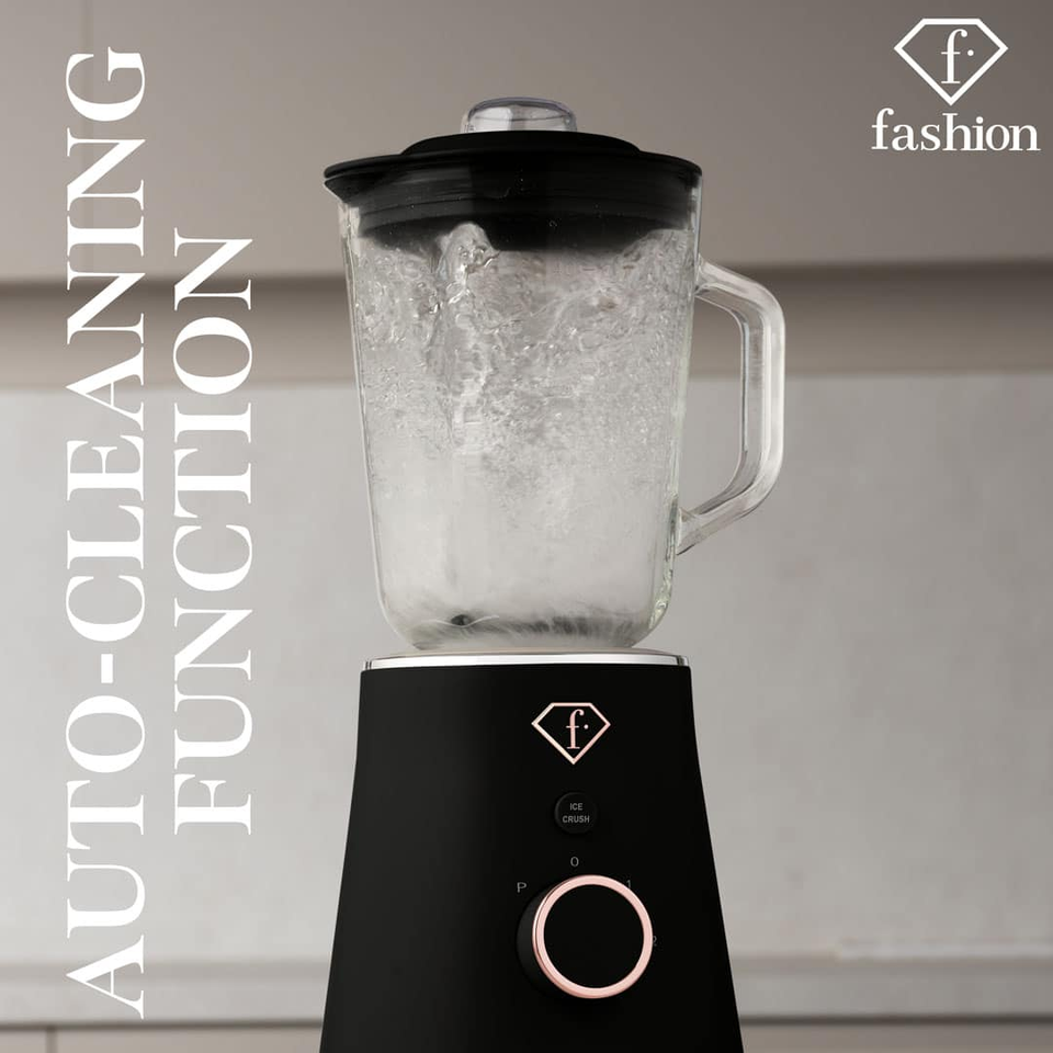 Table Blender with 1.5L Glass Jar – Black–Rose Gold | Fashion by Berlinger Haus | FTV0141