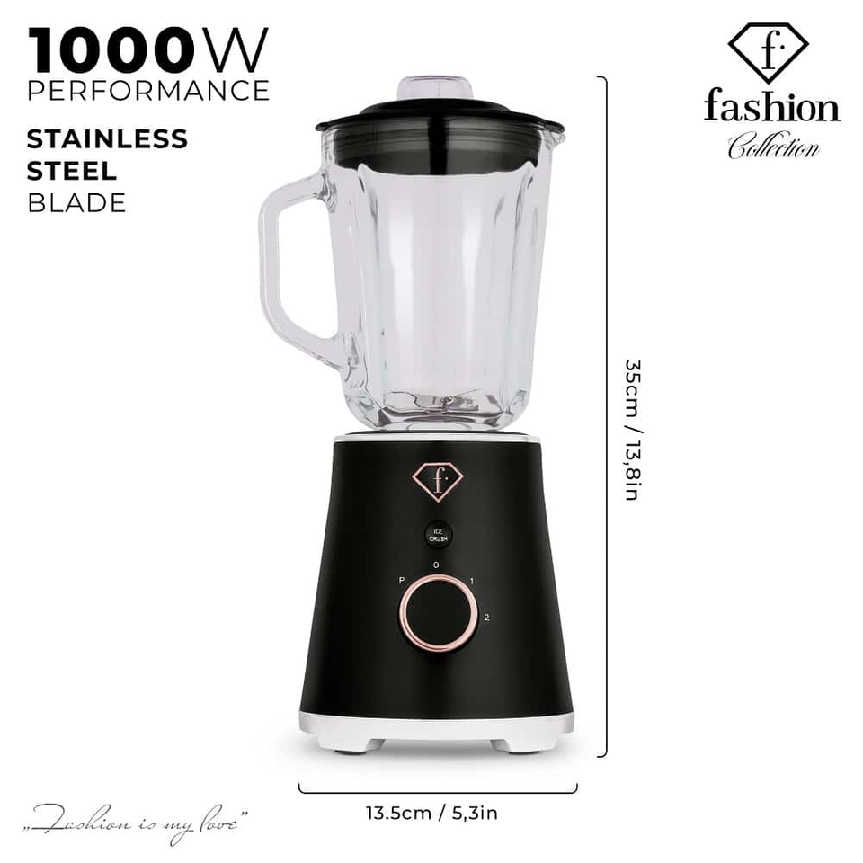 Table Blender with 1.5L Glass Jar – Black–Rose Gold | Fashion by Berlinger Haus | FTV0141