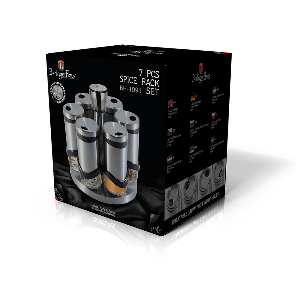 Spice Rack Set Berlinger Haus BH/1991 Black Silver Collection