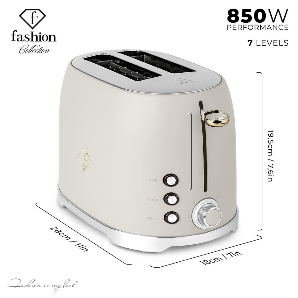 Toaster Berlinger Haus FTV0112 Cream–Gold | 7 Toast Levels & Multi-Function System