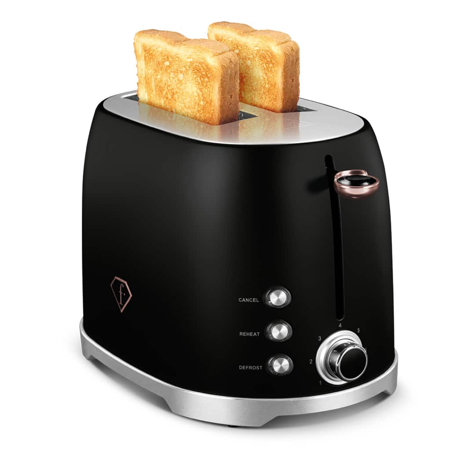Toaster FTV0111 Black–Rose Gold – 7 Toast Levels, 850W | Fashion by Berlinger Haus