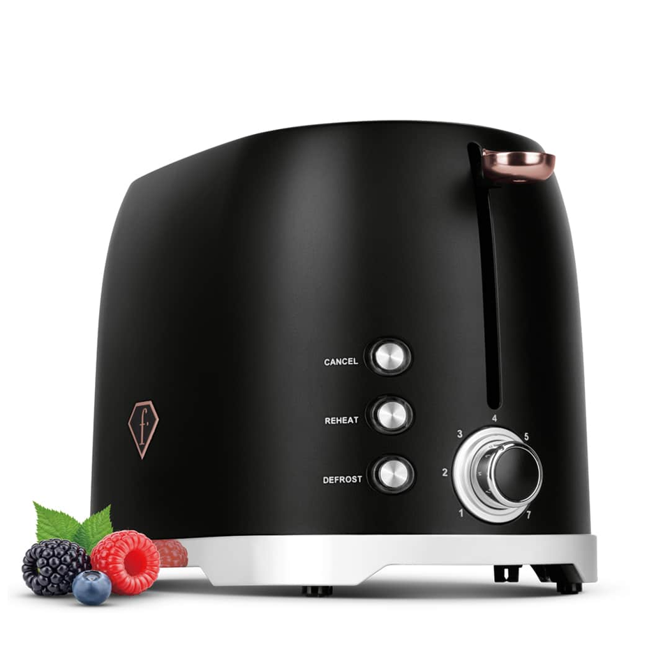 Toaster FTV0111 Black–Rose Gold – 7 Toast Levels, 850W | Fashion by Berlinger Haus