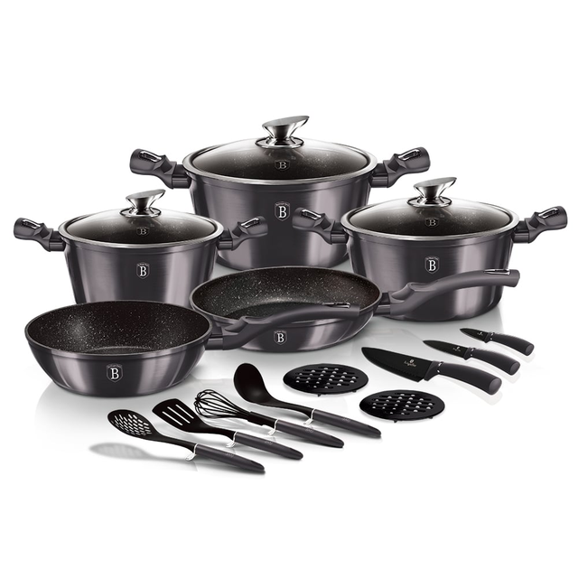 17Piece Cookware and Utensil Set Berlinger HausBH6920 Carbon