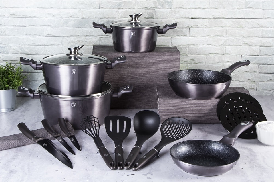 17Piece Cookware and Utensil Set Berlinger HausBH6920 Carbon