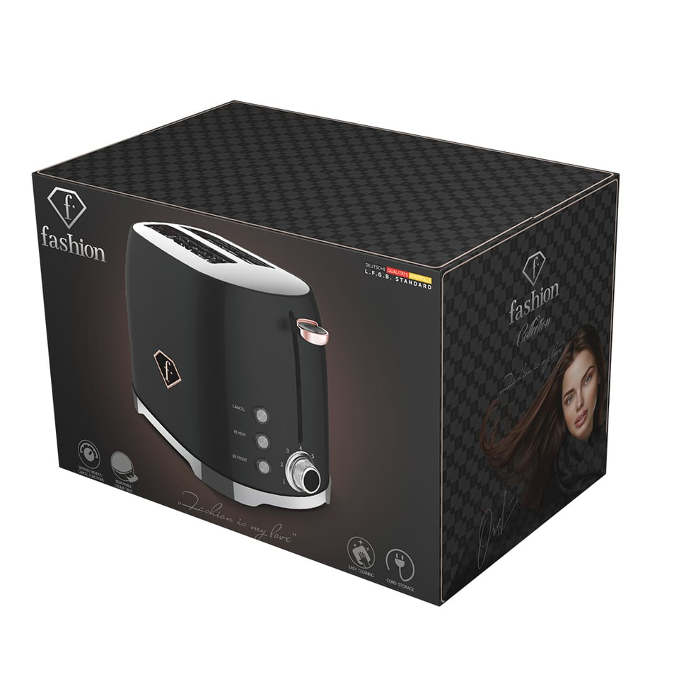 Toaster FTV0111 Black–Rose Gold – 7 Toast Levels, 850W | Fashion by Berlinger Haus