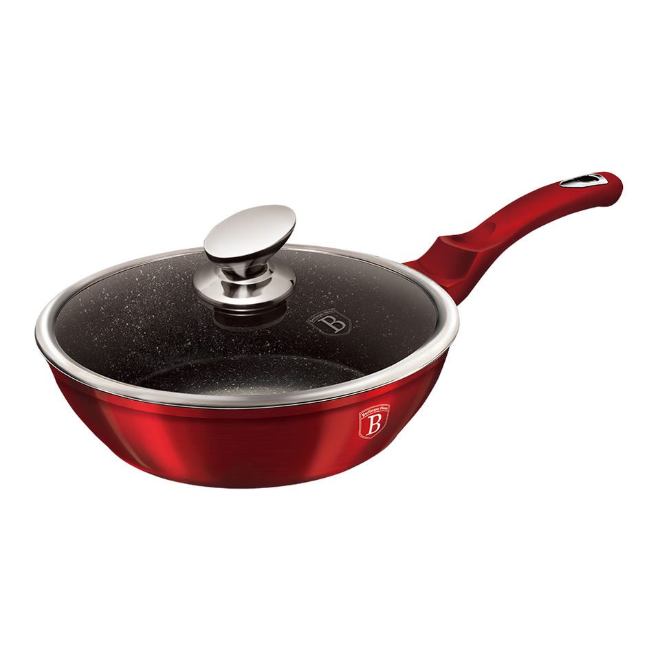 Deep Frying Pan with Lid  Berlinger Haus BH-1259 Burgundy Line