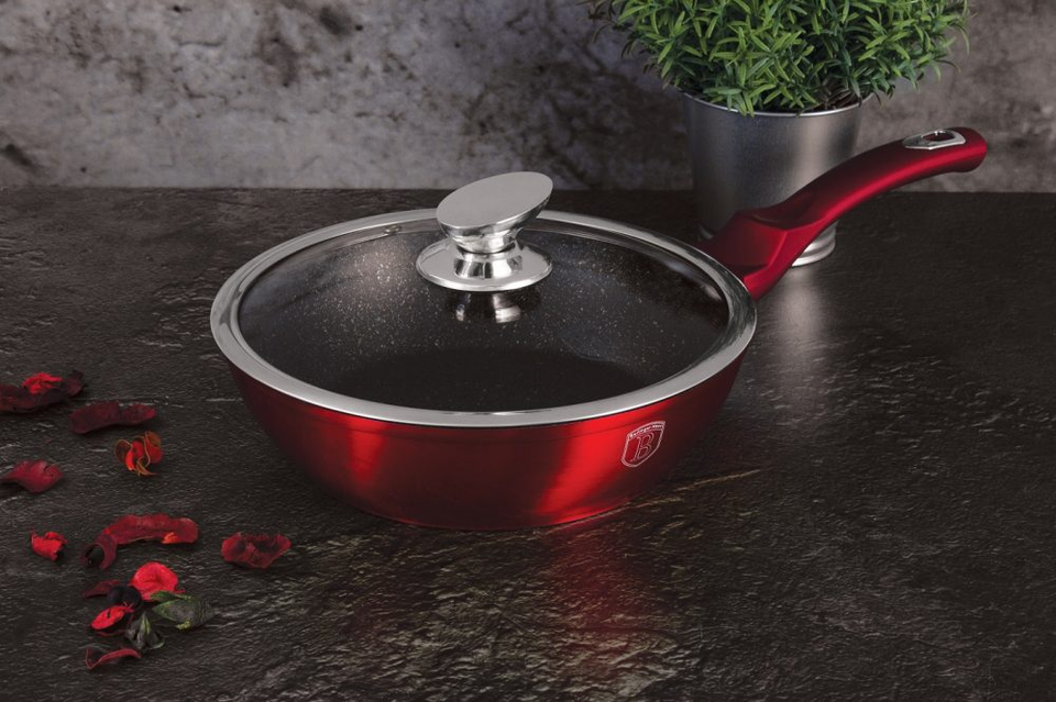 Deep Frying Pan with Lid 24 cm Berlinger Haus BH/1259 Burgundy Line