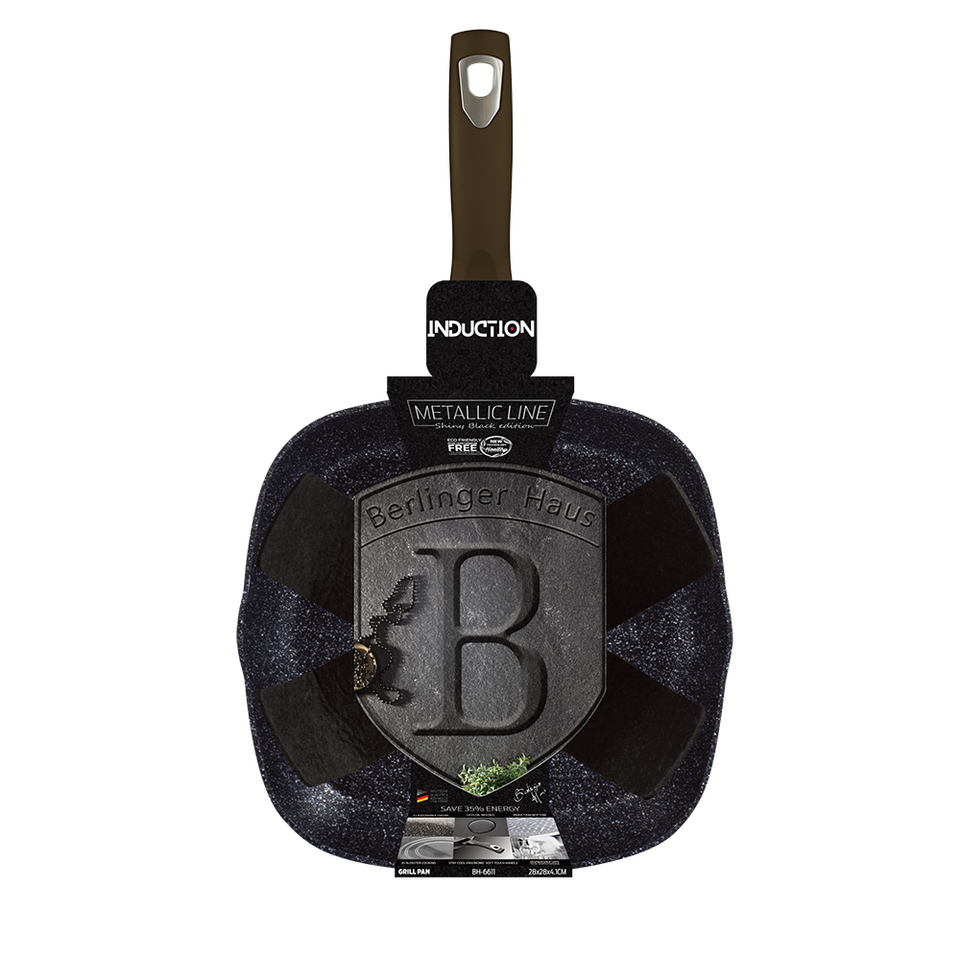 Square Ribbed Skillet 28 cm Berlinger Haus BH-6611 Black
