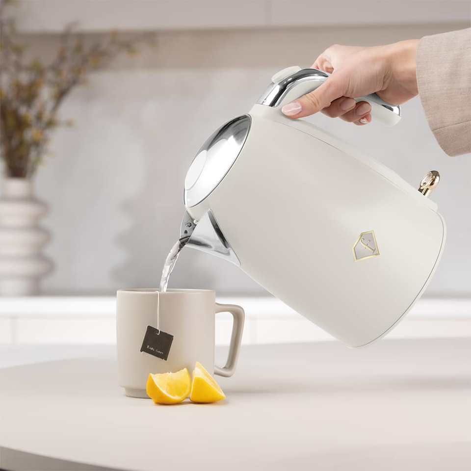 Fast Boiling Electric Kettle 1.7L | 2200W | Cream–Gold FTV0152 Berlinger Haus