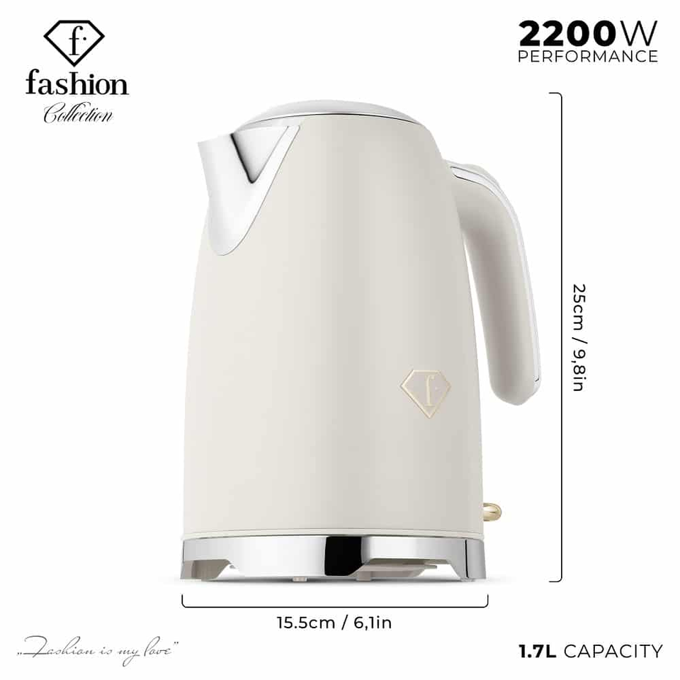 Fast Boiling Electric Kettle 1.7L | 2200W | Cream–Gold FTV0152 Berlinger Haus