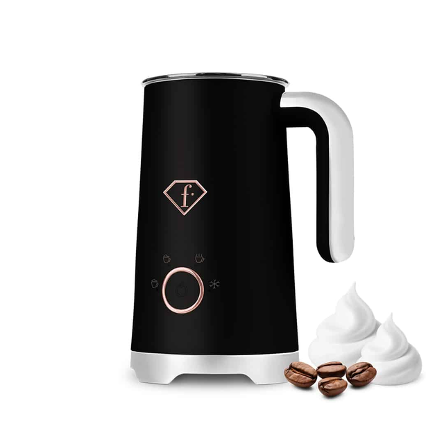 Milk Frother with Hot & Cold Foam 4-in-1 | 400W | Black–Rose Gold FTV0152 Berlinger Haus