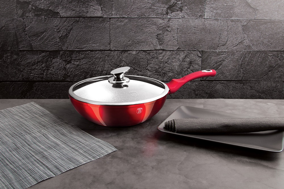 Wok with lid 28 cm Berlinger Haus BH/1265N Burgundy