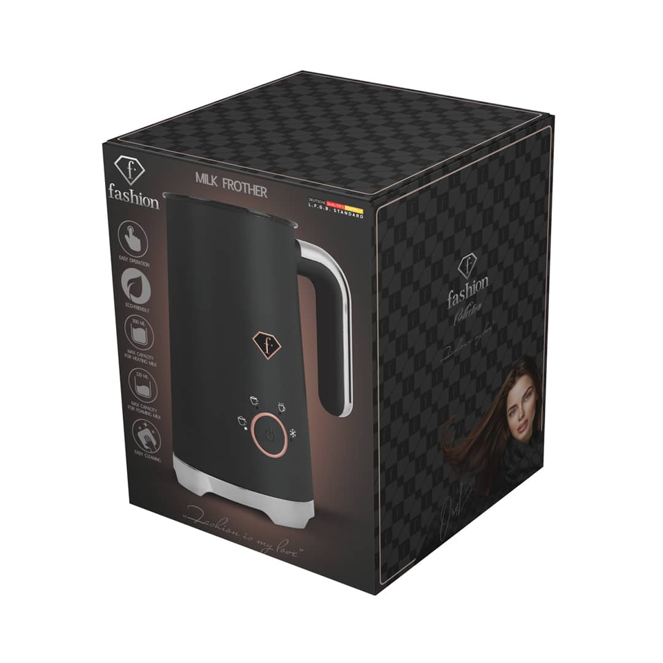 Milk Frother with Hot & Cold Foam 4-in-1 | 400W | Black–Rose Gold FTV0152 Berlinger Haus