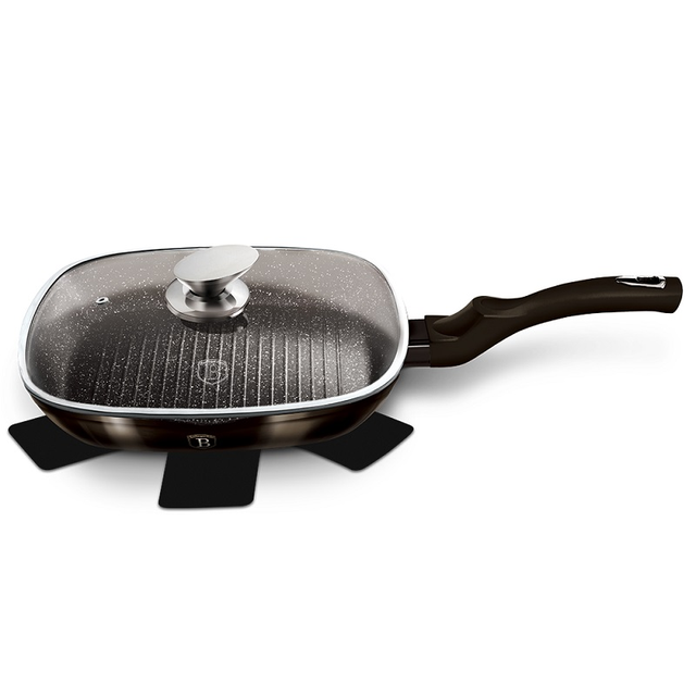 Ribbed Skillet with lid 28 cm Berlinger Haus BH-6612 Black